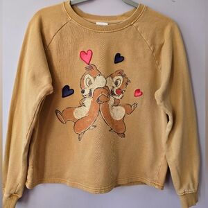 Chip 'n' Dale Ladies' Love Yellow Raglan Sweatshirt - Disney Store- small